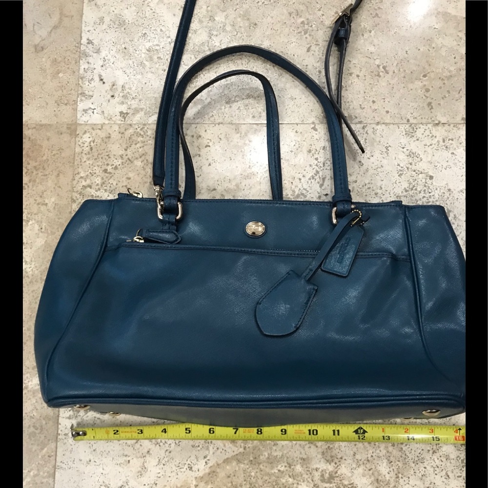 ‼️SOLD‼️ Coach Teal Purse Crossbody Strap - Picture 4 of 8